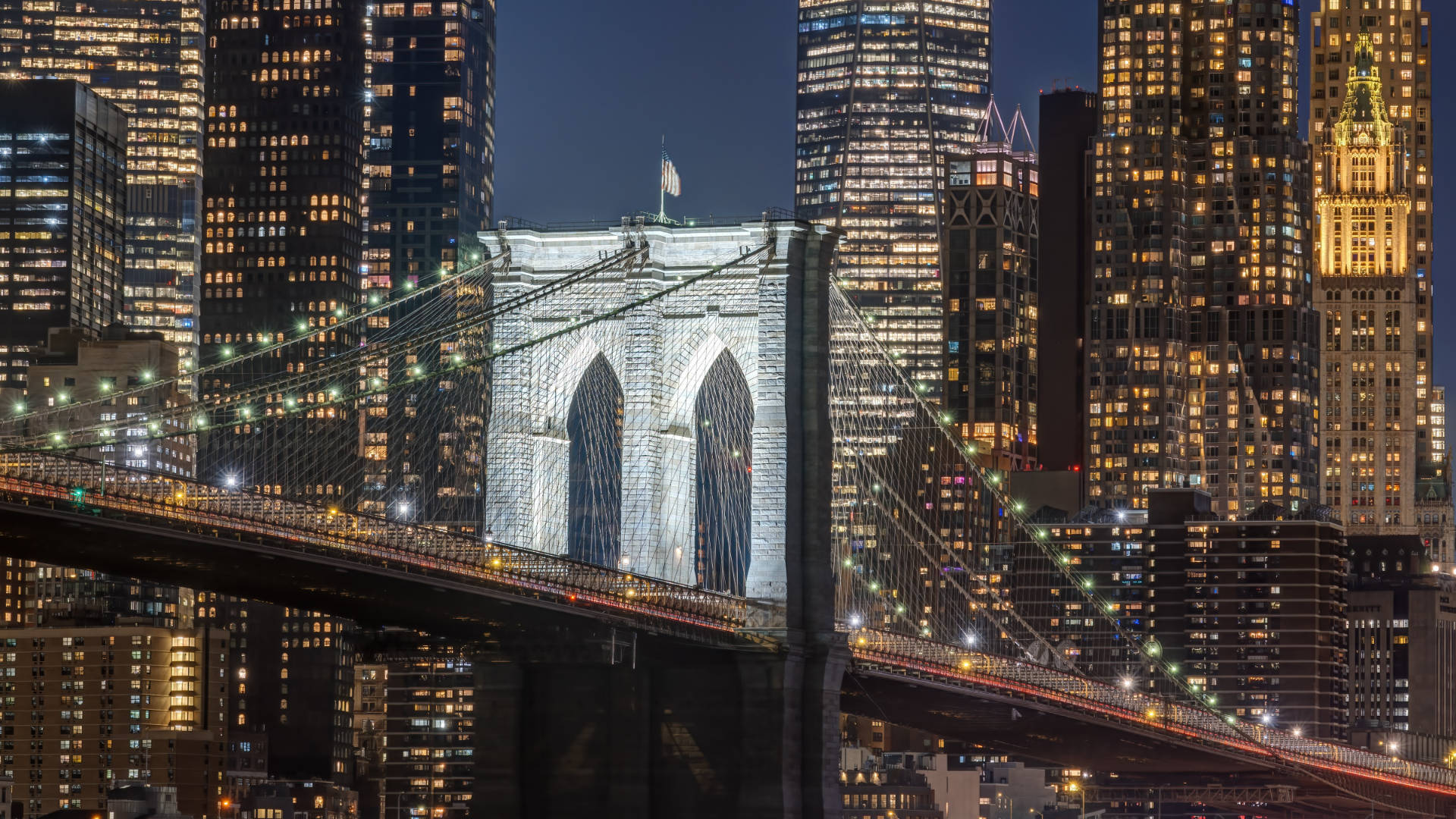 The brooklyn bridge and the world trade center
